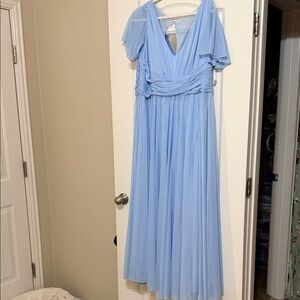 David's Bridal Light Blue Maxi Dress